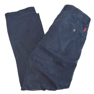 Polo Ralph Lauren Ethan Pant 33x30 Navy Blue Pleated Chino Pants Cotton